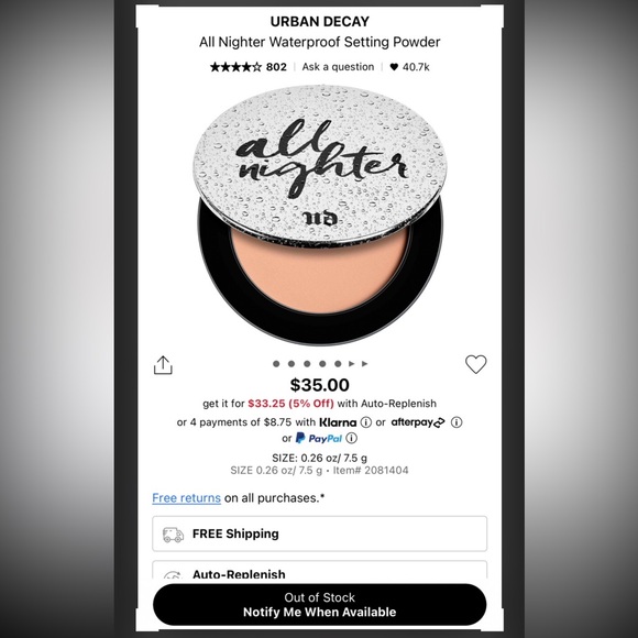 Urban Decay All Nighter Powder - Picture 2 of 7